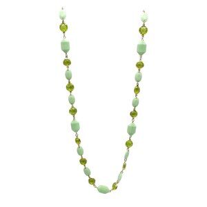 Vintage Mint Green Lime Beaded Acrylic Necklace With Gold Accents